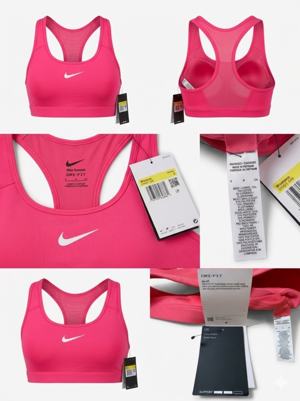 Nike Women's Coral Light Support Racerback Sports Bra with White Swoosh
